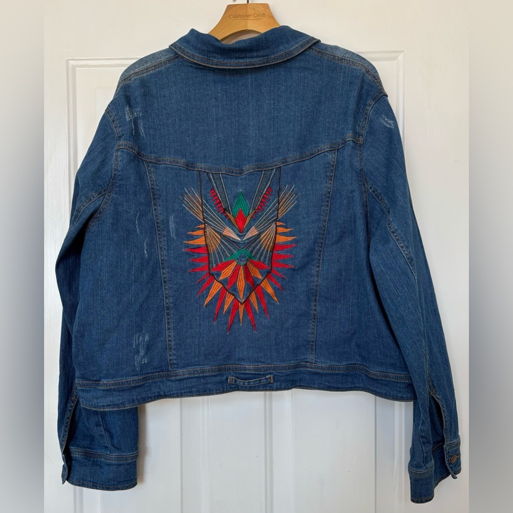 Fairchild Distressed Denim Jacket 2X